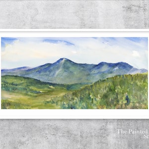 Mount Mansfield print, Vermont Peak watercolor art print in various sizes, paper or canvas