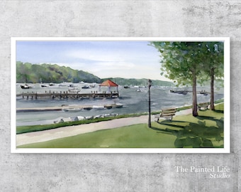 Northport Harbor Watercolor Art Print: Long Island Nautical Scene