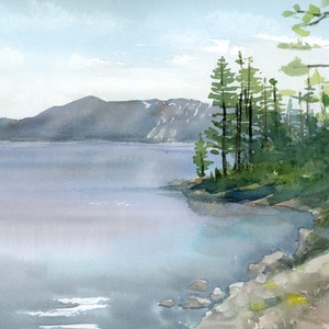 Lake Tahoe Art Print, print of original watercolor painting in various sizes | paper or canvas