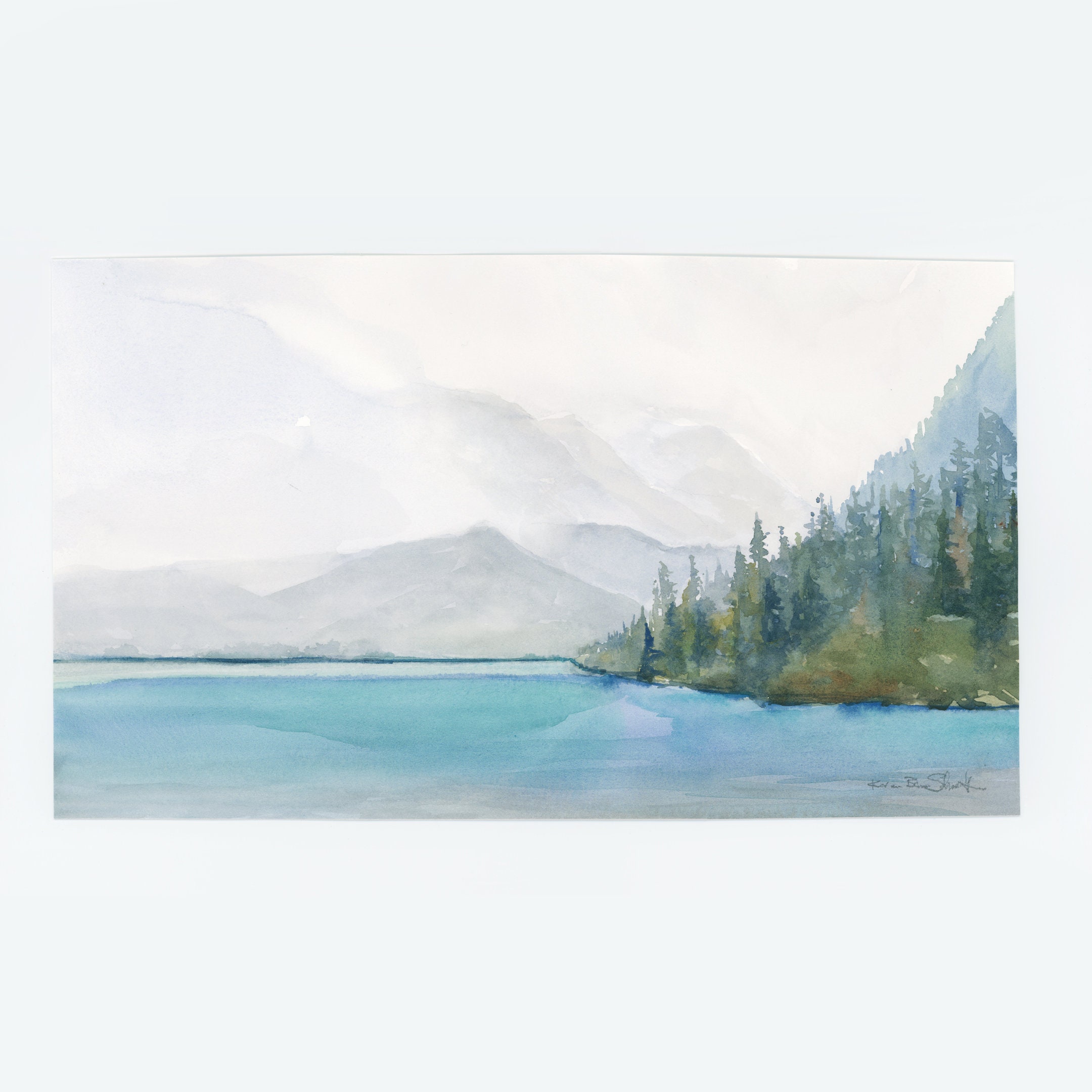 リカルドゴンザレス 原画 WET PAINT Original Watercolor Landscape, 10x14 Impressionist Art Sale