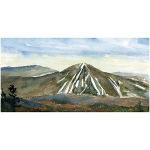Okemo Mountain Watercolor Art Print: Vermont Ski Area Painting