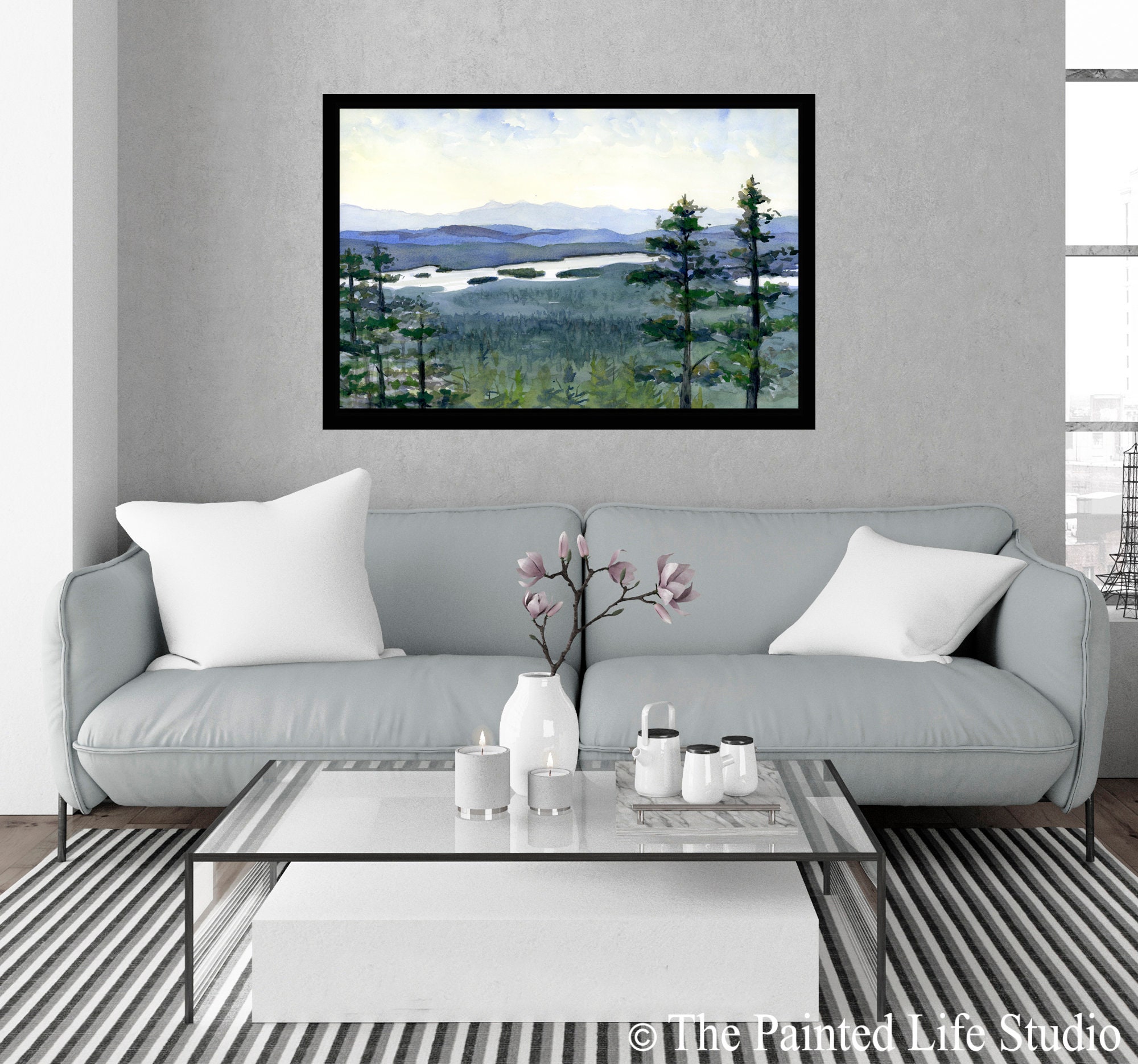 Saranac Lake Art Print View of Adirondack Lake and Mountains - Etsy