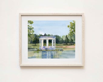 Saratoga Congress Park: prints of original watercolor painting, paper & stretched canvas