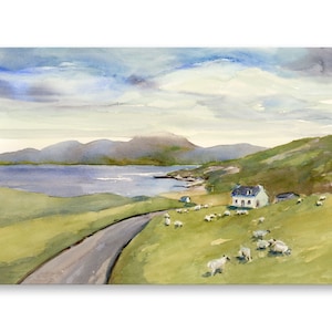 Scottish Highlands Sheep Print: Isle of Harris Seascape, Scotland Art
