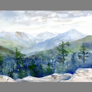Adirondack Mountain Summit art print, watercolor painting of Big Slide Mountain in the High Peaks Wilderness, paper or stretched canvas