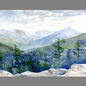 Adirondack Mountain Summit art print, watercolor painting of Big Slide Mountain in the High Peaks Wilderness, various sizes available