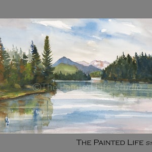 Boreas Ponds art print, Adirondack mountains and pond watercolor painting, print available in many sizes