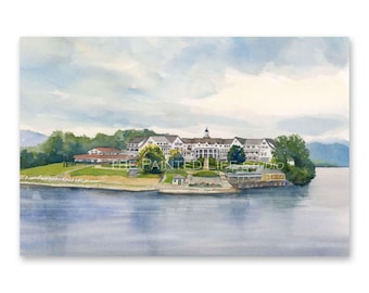 Sagamore Resort Watercolor Art Print - Lake George Landmark