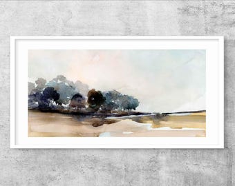 Brown Tones Landscape Art Print: Neutral Colors Minimalist Wall Art, paper or canvas