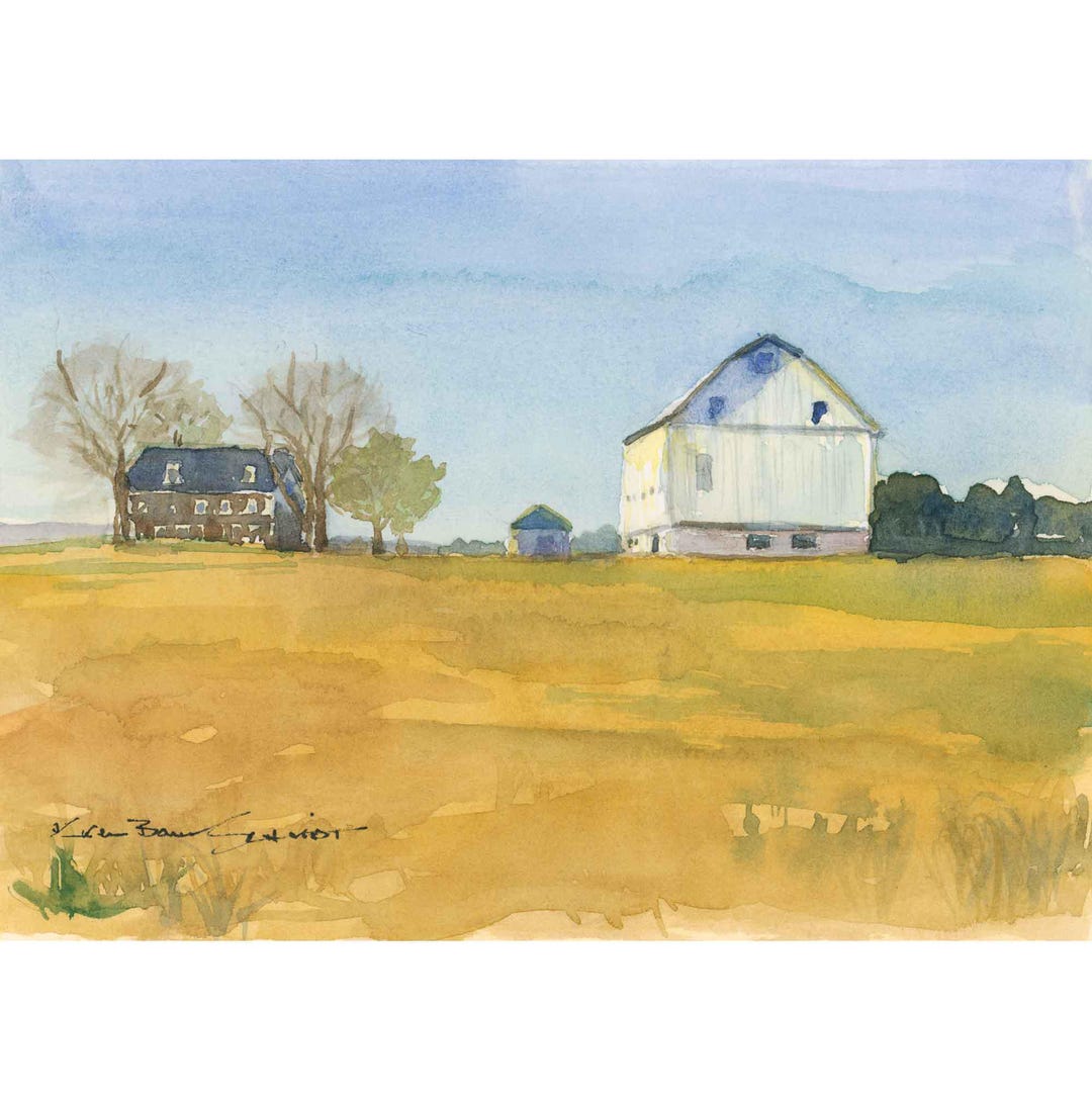 White Barn Original Watercolor Painting | Lancaster, Pennsylvania ...