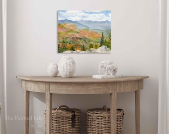 Adirondacks Autumn Watercolor Art Print: View from Big Crow Mountain Summit