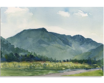 Mount Mansfield from Stowe art print, Vermont Peak watercolor art print in various sizes