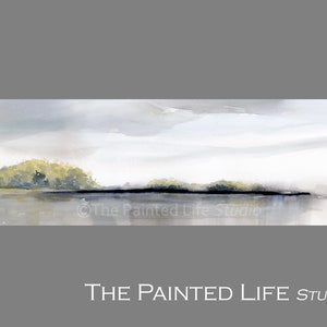 Neutral Tones Abstract Landscape print, Modern panoramic wall art print of original painting in brown, cream, and gray tones