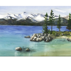 Lake Tahoe Sand Harbor Watercolor Print: Sierra Nevada Art