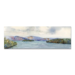 Rangeley Lake Print, Maine lake watercolor painting on paper or ready-to-hang stretched canvas