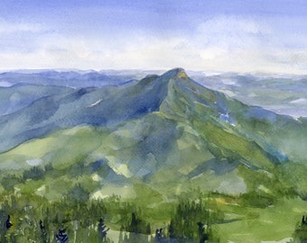 Camel's Hump Vermont, art print of watercolor painting of Camels Hump mountain in the Green Mountains of VT