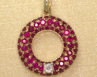 9ct rose gold ruby diamond cluster halo pendant  hatton garden london jewellers