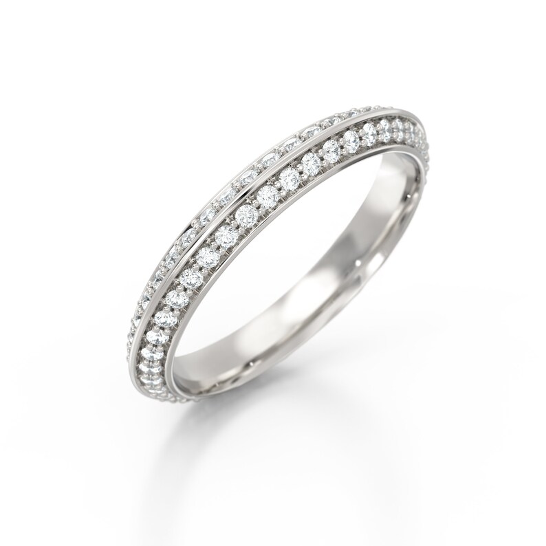 Platinum Diamond Knife Edge Wedding Band / Eternity Ring/ Etsy