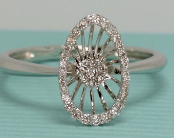 18CT White gold Diamond set Ladies halo spray cluster ring hatton garden london jewellers