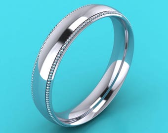 PLATINUM 5mm mens millgrain edge  court ring /  5mm millgrain wedding ring / 5mm wedding Ring / 4mm platinum band / hatton garden