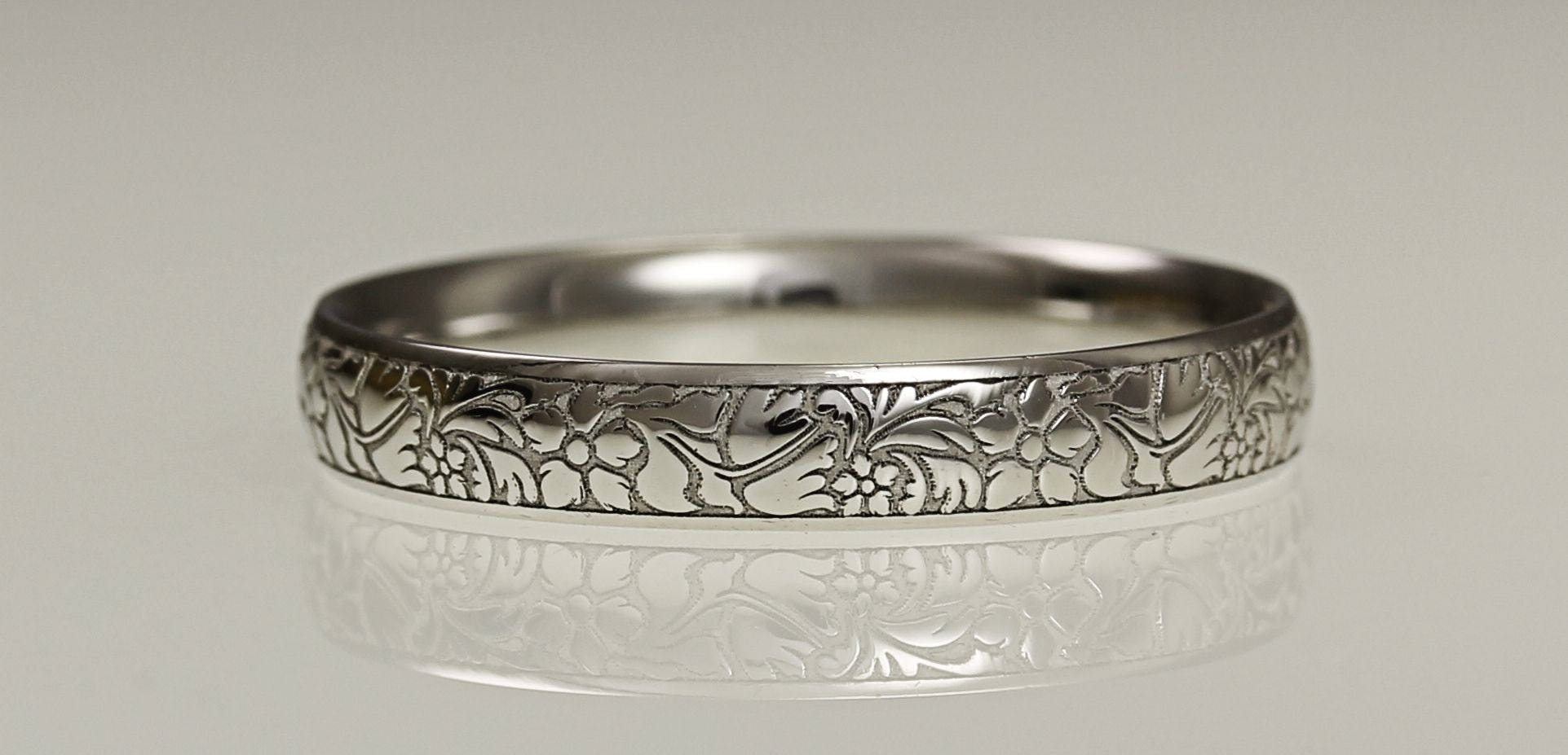 Platinum 3mm Wedding Ring Flower 