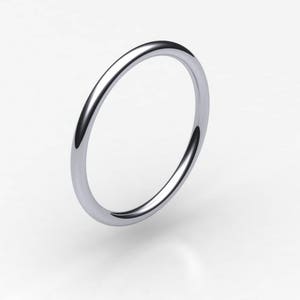 18ct white gold 1.5mm classic halo round cross section wedding band.