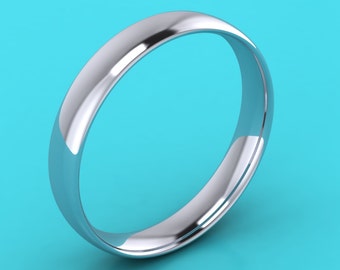 PLATINUM 4mm mens low profile court / mens 4mm Wedding Band / 4mm wedding Ring / anniversary / engagement ring /hatton garden 4mm band