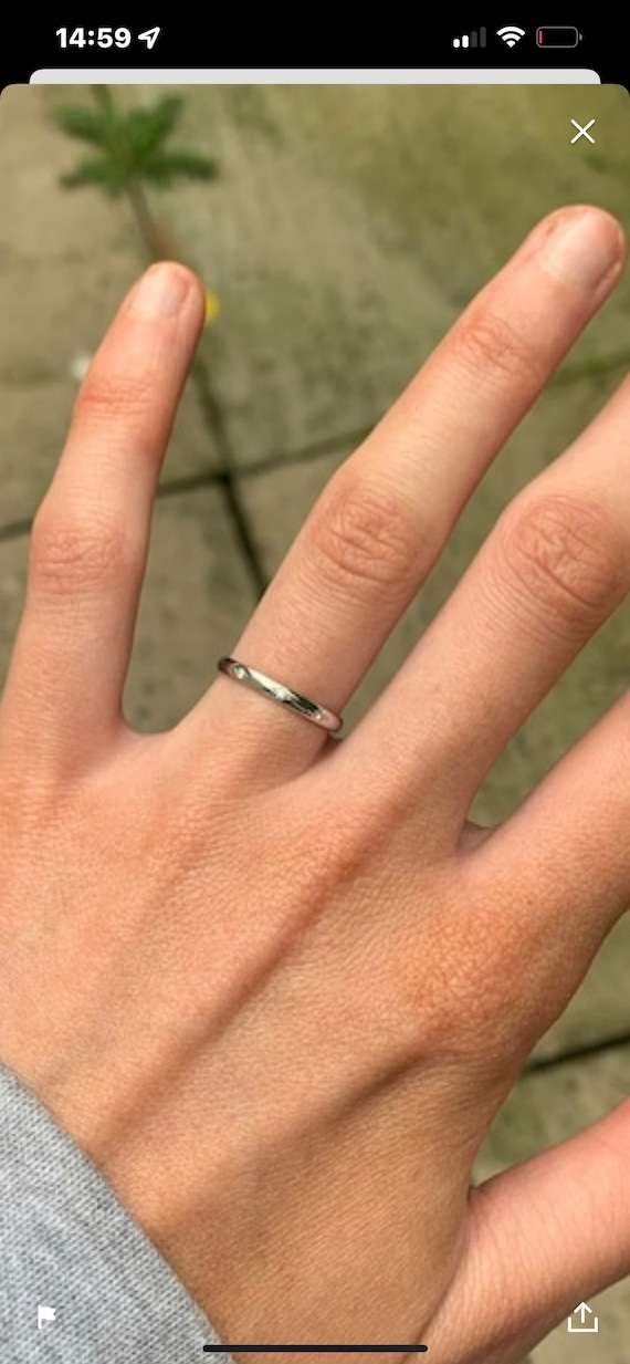 Platinum 3 Diamond 2mm Court Shape Wedding Ring With 3 Diamonds to