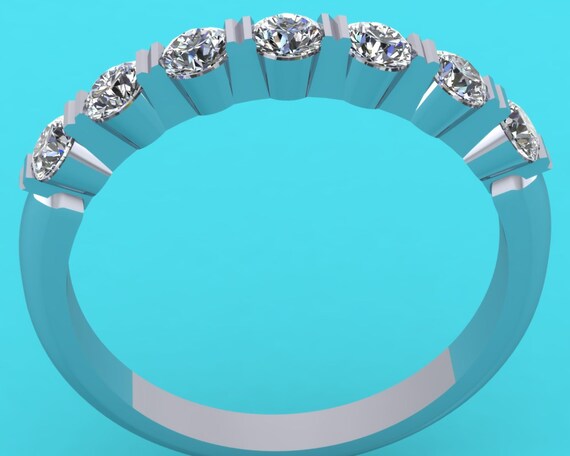 Platinum Diamond Stone Half Eternity Ring /wedding Ring