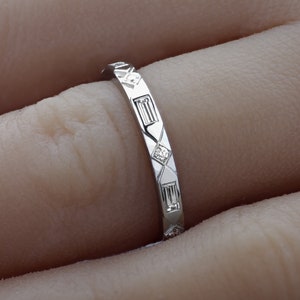 Platinum Baguette Diamond Ring / Full Eternity Platinum Diamond Wedding Ring 2.2MM / Baguette & Round Diamonds Set in 950 Platinum / PT950