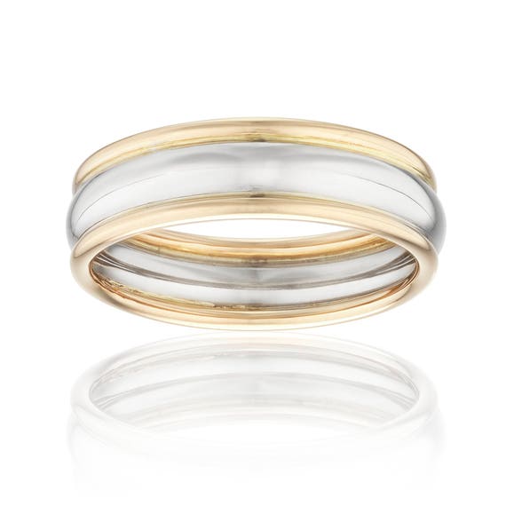 A traditional mens platinum and 18ct yellow gold 6mm court wedding
