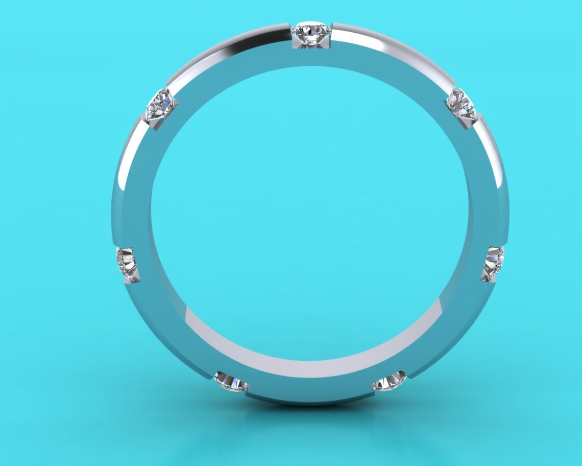 Platinum Diamond Wedding Ring / Wedding Band / 7 Stone Wedding Etsy UK