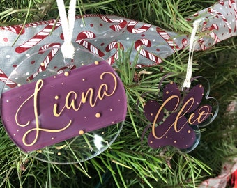 Handmade Custom Personalized Hand Lettered Calligraphy Name Holiday Christmas Ornament