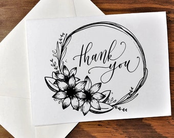 Handmade Calligraphy Greeting Card - Thank You Card