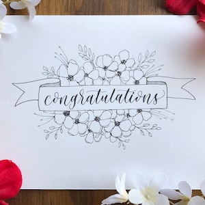 Biglietto d'auguri per calligrafia fatta a mano - Biglietto di congratulazioni