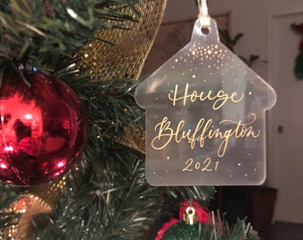 Handmade Custom Personalized Hand Lettered Calligraphy Name Holiday Christmas Home House Ornament