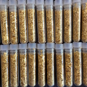 11 Large 3ml Vials.. Filled Full of Gold Leaf Flakes .. Lowest price online !!..+ Fast Shipping!