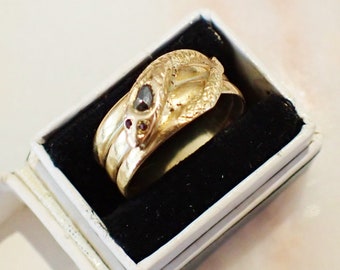 ANTIQUE Diamond Snake Ring | 18ct Gold | Size UK M  US 6 1/4