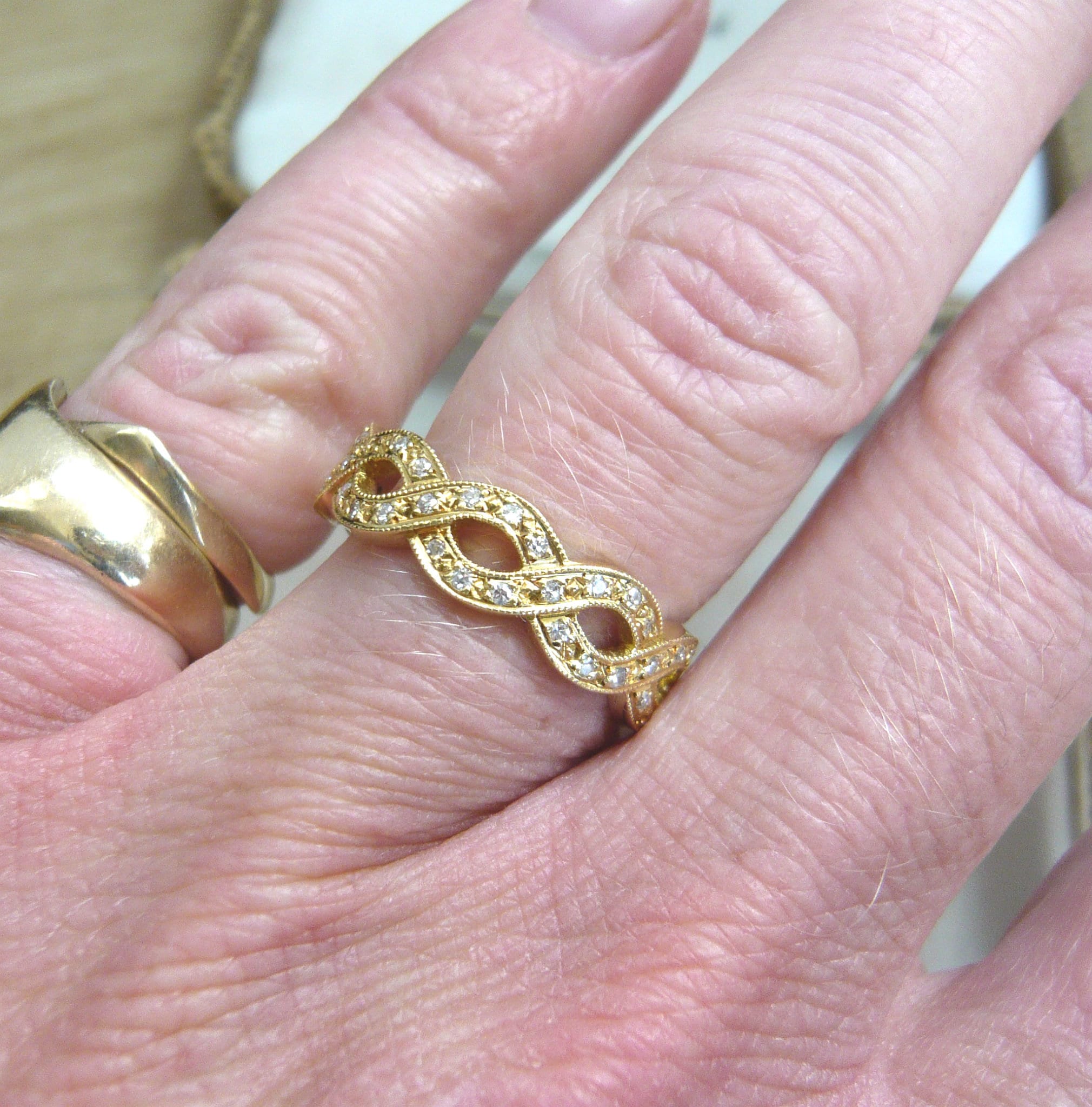 VINTAGE 18ct Gold Diamond Chain Design Ring Alternative Etsy UK