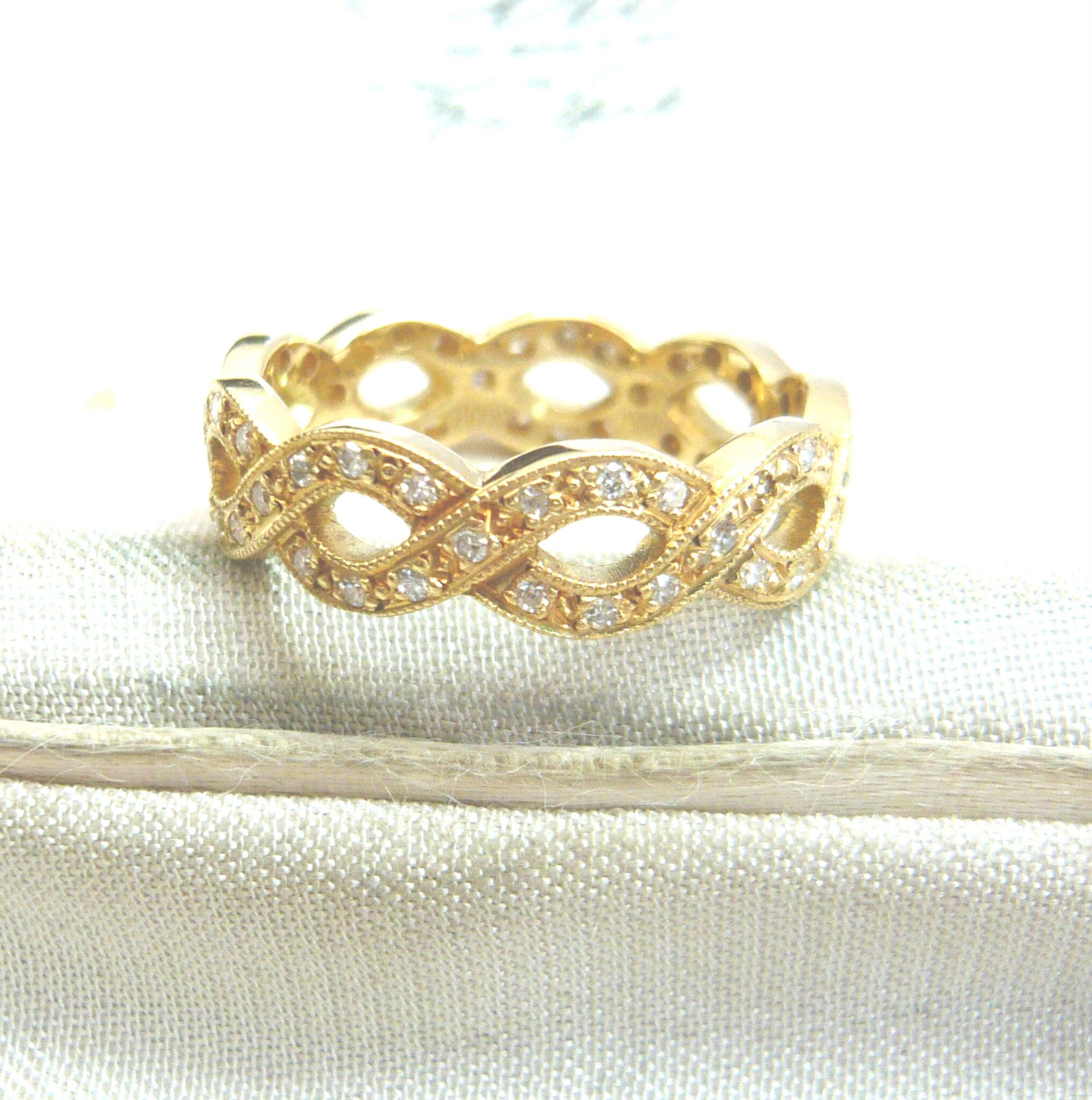 VINTAGE 18ct Gold Diamond Chain Design Ring Alternative Etsy UK