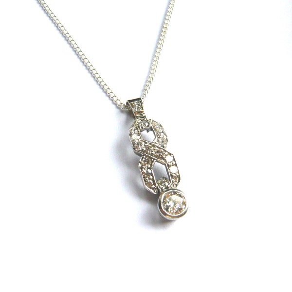 ART DECO Platinum Diamond Infinity Knot Pendant |