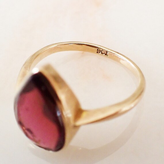 Antique Pear Garnet Ring | 9ct Gold - image 9