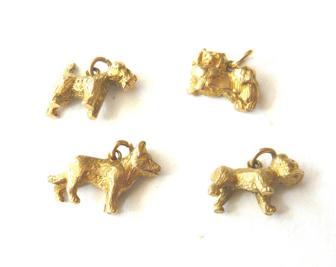 MID CENTURY Solid 9ct Gold Dog Charms Price per Charm Etsy