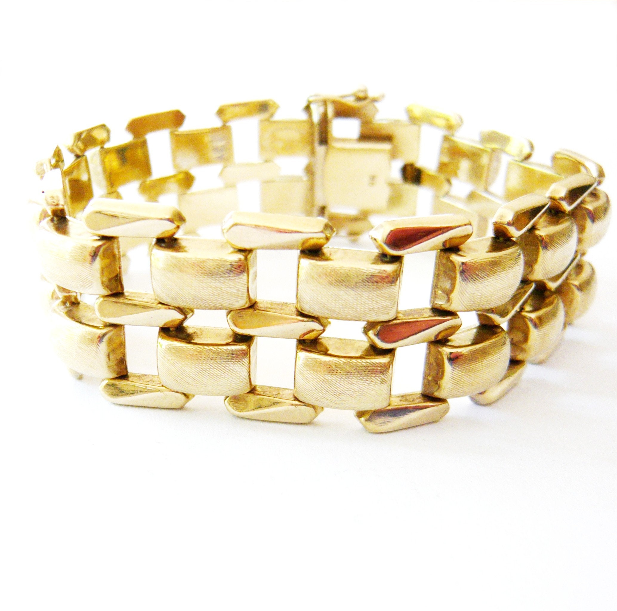 VINTAGE 9kt Gold Panther Link Bracelet 7 Etsy