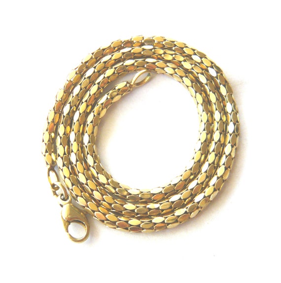 VINTAGE 9ct Gold Snake Link Chain Necklace | 15.5"