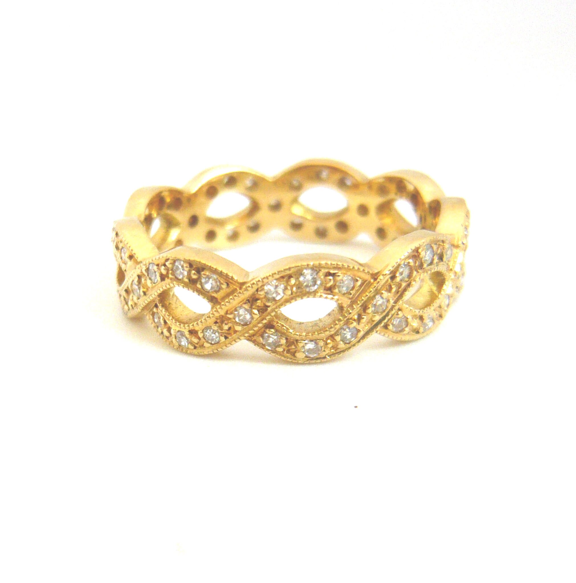 VINTAGE 18ct Gold Diamond Chain Design Ring Alternative Etsy UK