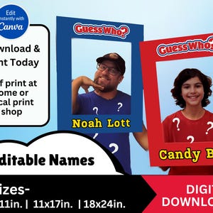 Editable Printable Group Costume | Classic Guess Who Game Theme | Customizable | 3 Sizes Available