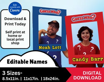 Editable Printable Group Costume | Classic Guess Who Game Theme | Customizable | 3 Sizes Available
