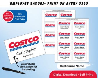 Customizable Costco Name Badge- Printable Template