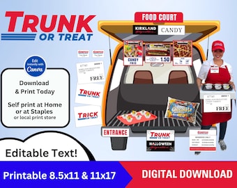 Editable Costco Trunk Or Treat- Print at home or staples- 2 sizes